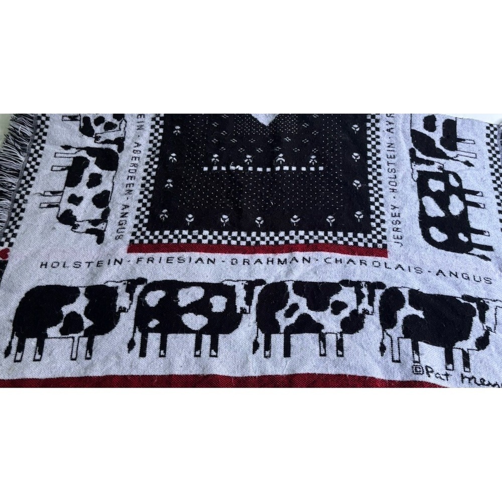 Vintage Tapestry Throw Pat Meyers Cow Breeds Holstein Black Angus Jersey Friesan